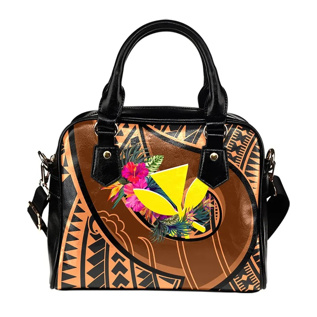 Hawaii Kanaka Maoli Shoulder Handbag Polynesian Hook And Hibiscus