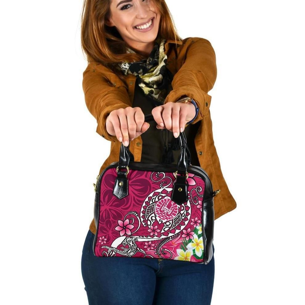 Tahiti Shoulder Handbag Turtle Plumeria Pink