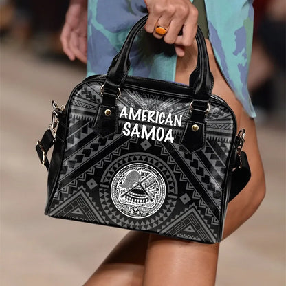 American Samoa Shoulder Handbag Seal In Polynesian Tattoo Style Black