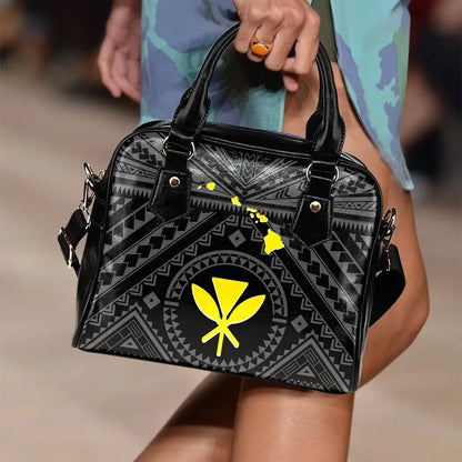 Hawaii Shoulder Handbag Hawaii Kanaka Maoli And Map Black