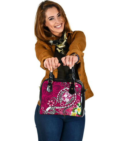 Tonga Shoulder Handbag Turtle Plumeria Pink