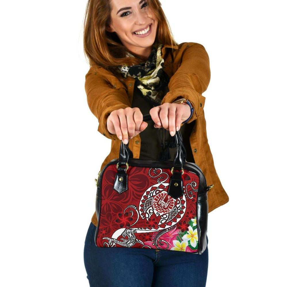 Tahiti Shoulder Handbag Turtle Plumeria Red