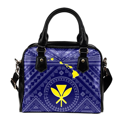 Hawaii Shoulder Handbag Hawaii Kanaka Maoli And Map Blue