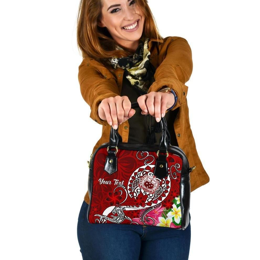 Samoa Custom Personalised Shoulder Handbag Turtle Plumeria Red