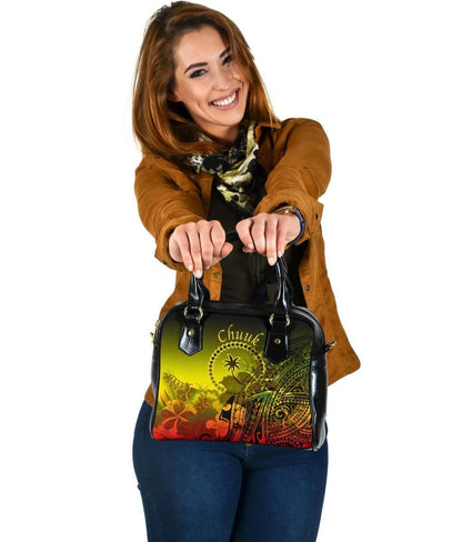 Chuuk Shoulder Handbag Humpback Whale With Tropical Flowers Yellow