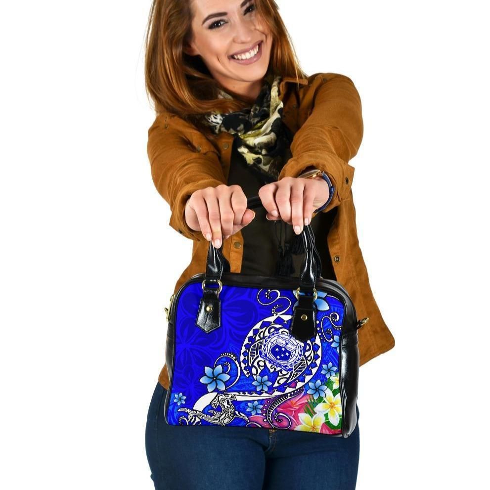 Samoa Shoulder Handbag Turtle Plumeria Blue