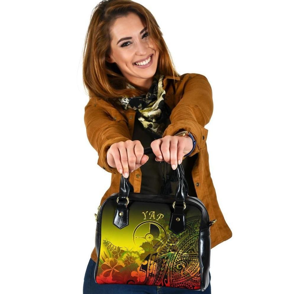 Yap Shoulder Handbag Humpback Whale With Tropical Flowers Yellow