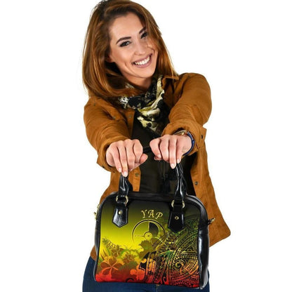 Yap Shoulder Handbag Humpback Whale With Tropical Flowers Yellow