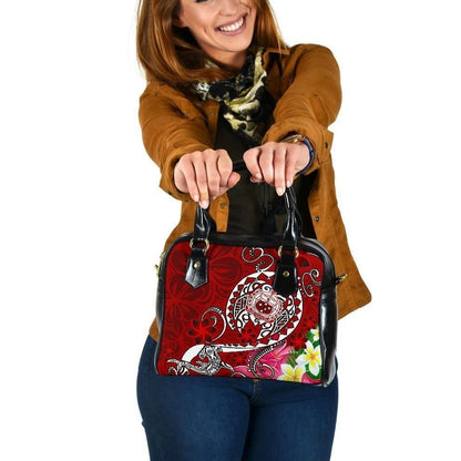 Samoa Shoulder Handbag Turtle Plumeria Red