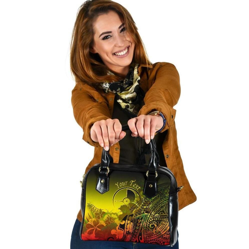 Custom Yap Shoulder Handbag Humpback Whale With Tropical Flowers Yellow