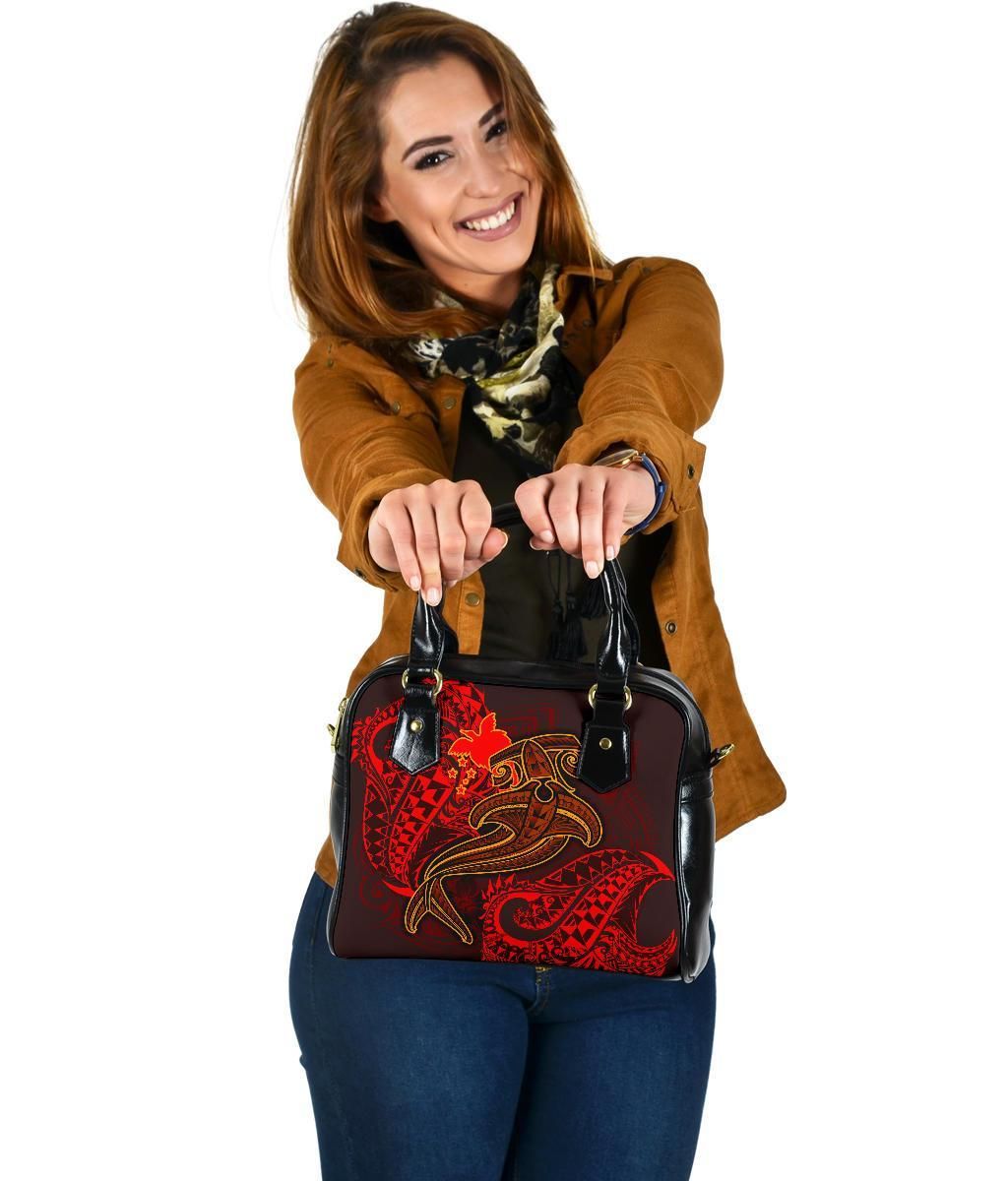 Papua New Guinea Shoulder Handbag Red Shark Polynesian Tattoo