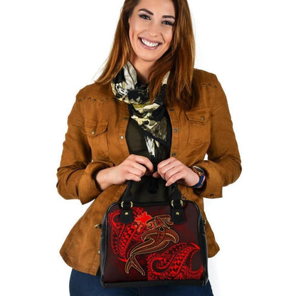 Papua New Guinea Shoulder Handbag Red Shark Polynesian Tattoo