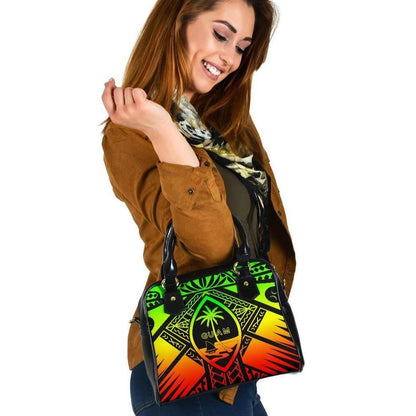 Guam Polynesian Shoulder Handbag Guam Reggae Seal With Polynesian Tattoo