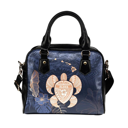 Hawaii Kakau Polynesian Aloha Turtle Map Shoulder Handbag Indigo Ah