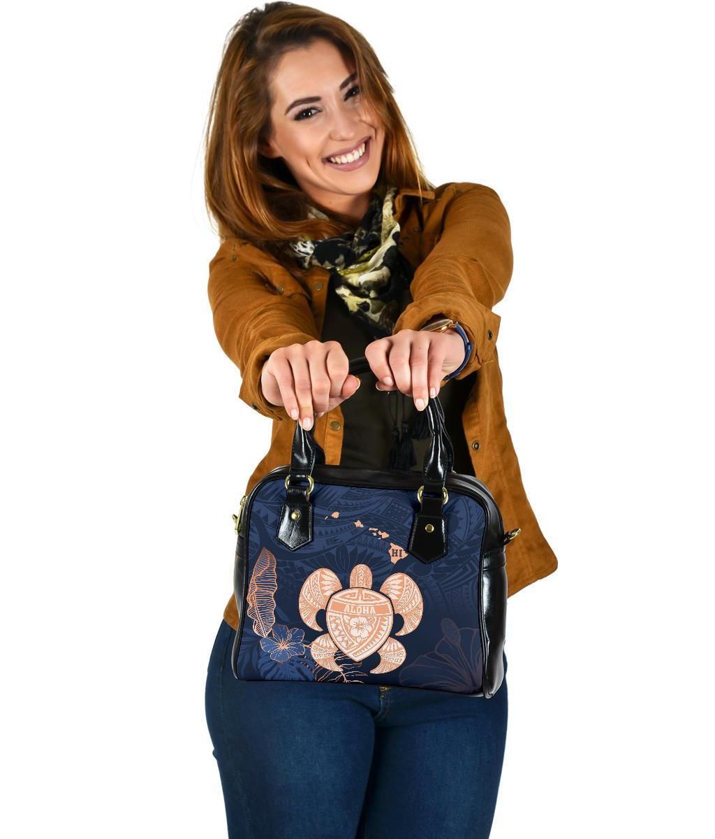 Hawaii Kakau Polynesian Aloha Turtle Map Shoulder Handbag Indigo Ah
