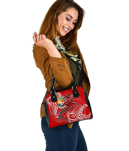 Tonga Shoulder Handbag Red Shark Polynesian Tattoo