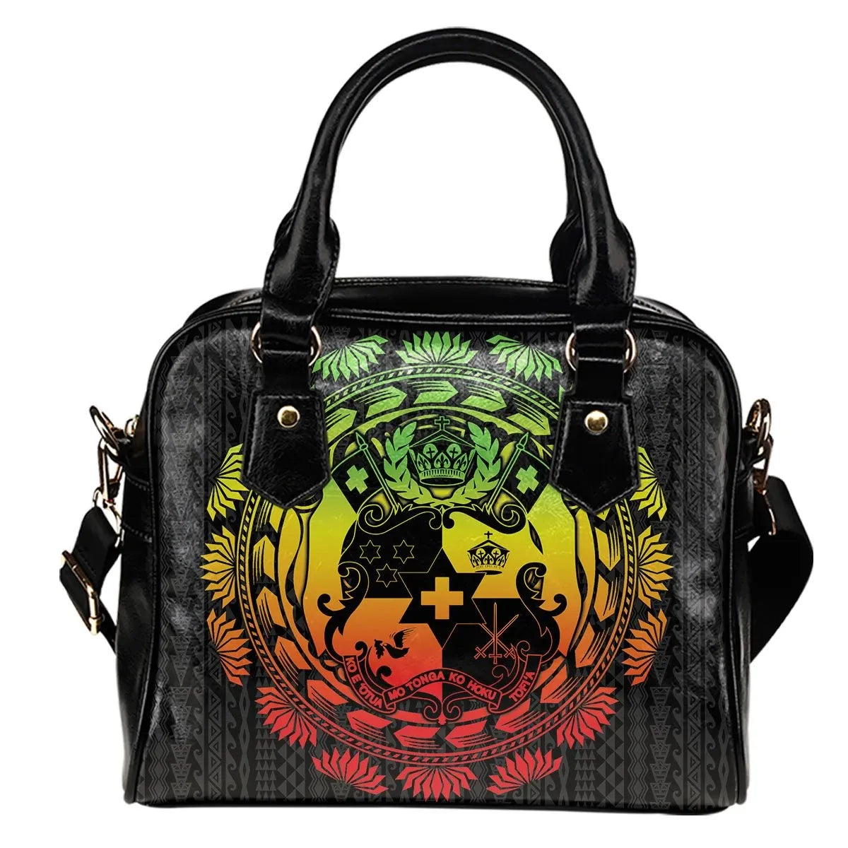 Tonga Polynesian Shoulder Handbag Tattoo Pattern With Seal Reggae