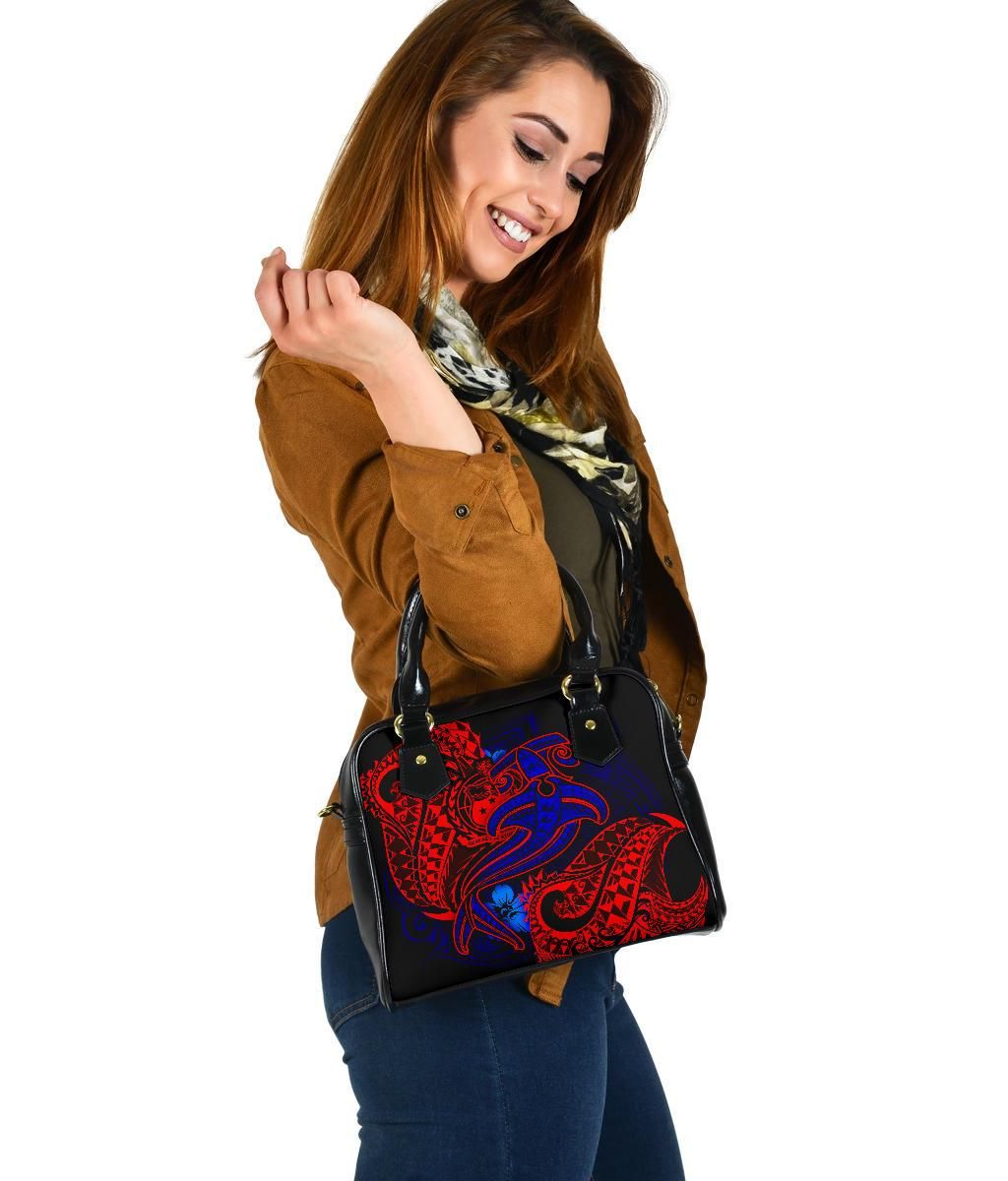 Samoa Shoulder Handbag Blue Shark Polynesian Tattoo