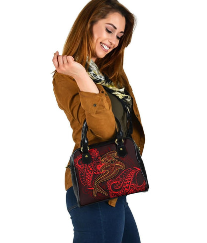 Samoa Shoulder Handbag Red Shark Polynesian Tattoo
