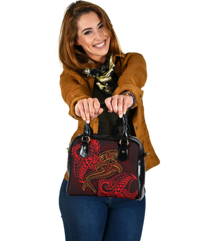 Polynesian Shoulder Handbag Red Shark Polynesian Tattoo