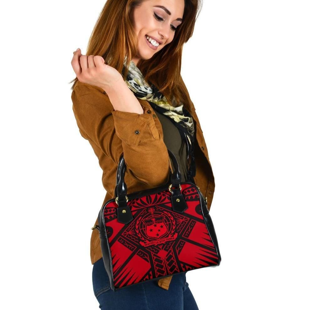 Samoa Polynesian Shoulder Handbag Samoa Red Seal With Polynesian Tattoo