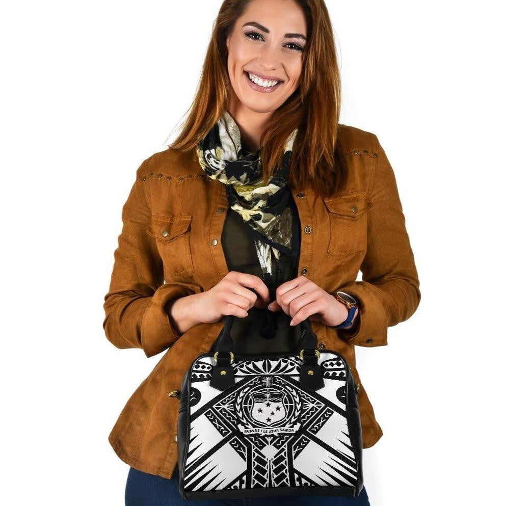 Samoa Polynesian Shoulder Handbag Samoa White Seal With Polynesian Tattoo