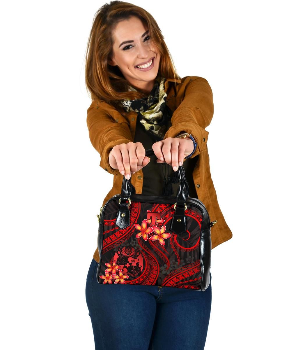 Tonga Polynesian Shoulder Handbag Red Plumeria