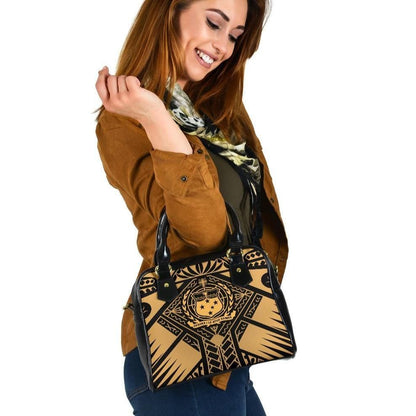 Samoa Polynesian Shoulder Handbag Samoa Gold Seal With Polynesian Tattoo