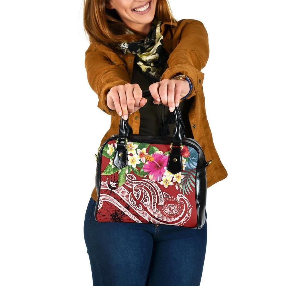 Polynesian Hawaii Shoulder Handbag Summer Plumeria Red