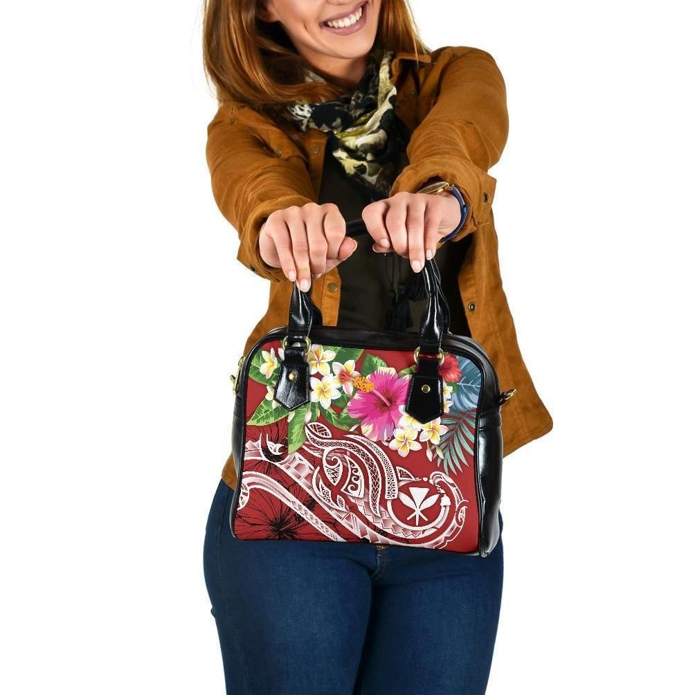 Polynesian Hawaii Kanaka Maoli Shoulder Handbag Summer Plumeria Red