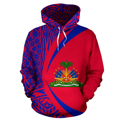 Haiti Flag Polynesian Hoodie Circle Style 01 Merchize