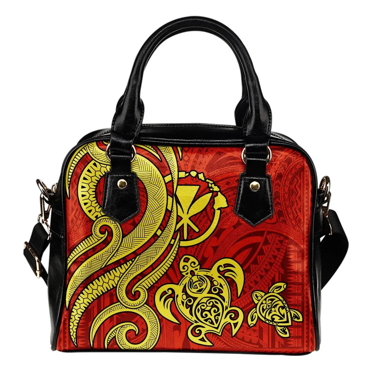 Polynesian Hawaii Kanaka Maoli Shoulder Handbag Red Tentacle Turtle