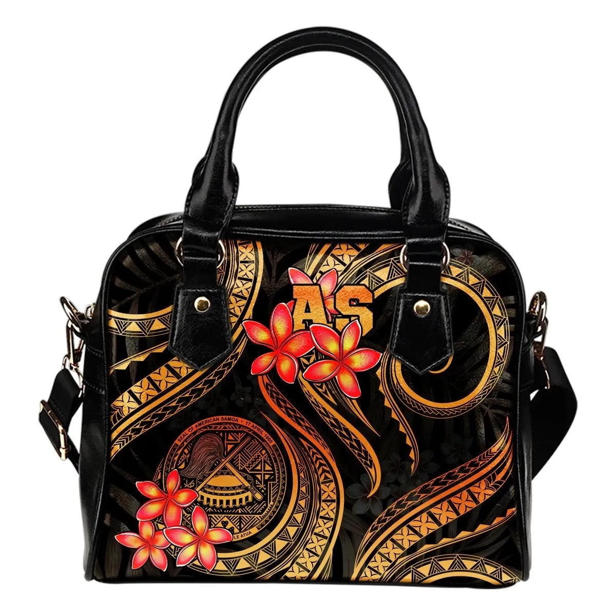 American Samoa Polynesian Shoulder Handbag Gold Plumeria