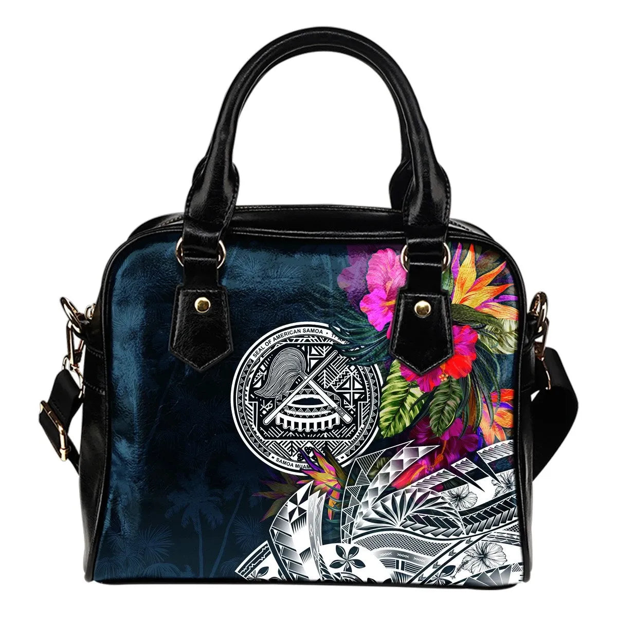 American Samoa Shoulder Handbag Polynesian Hibiscus With Summer Vibes
