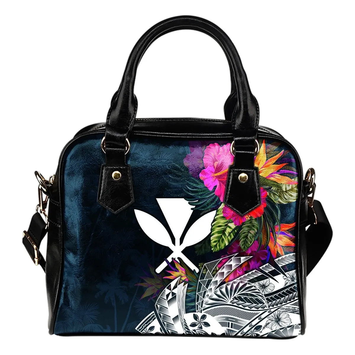 Hawaii Shoulder Handbag Polynesian Hibiscus With Summer Vibes