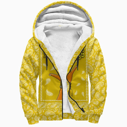 Latin Kings Gang Sherpa Hoodie Yellow Paisley Printed Fleece Hoodie