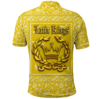 Latin Kings Gang Polo Shirt Yellow Bandana Printed Shirt