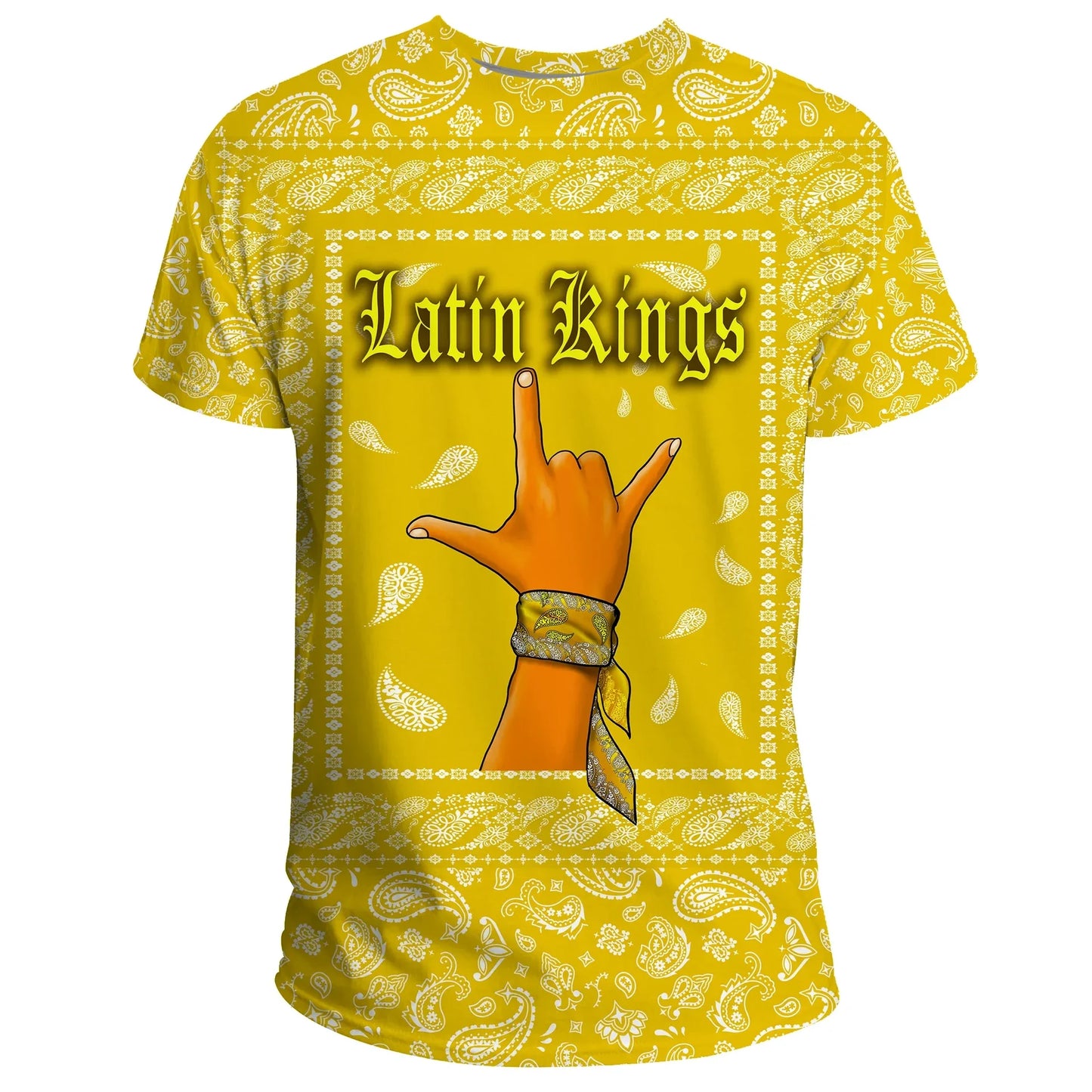 Latin Kings Gang T-Shirt Yellow Bandana Unisex Printed Shirt
