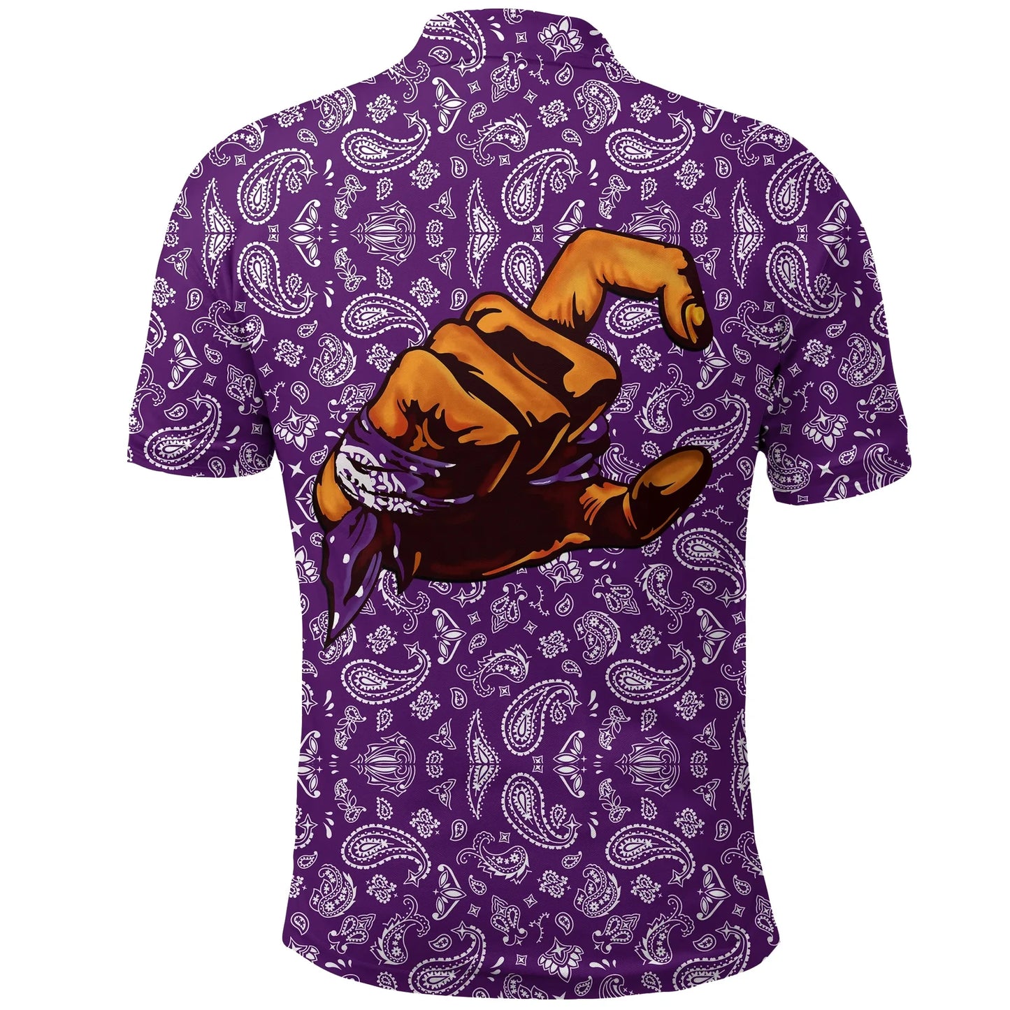 Grape Street Crips Gang Sign Polo Shirt - Purple Bandana Printed Shirt