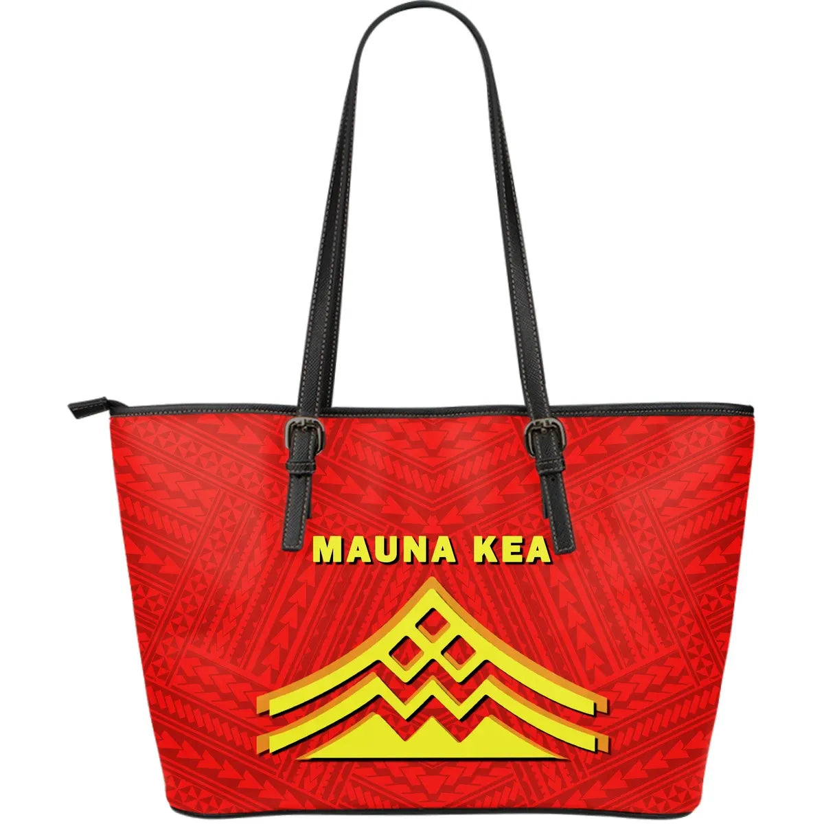 Hawaii Mauna Kea Polynesian Large Leather Tote Bag Ah