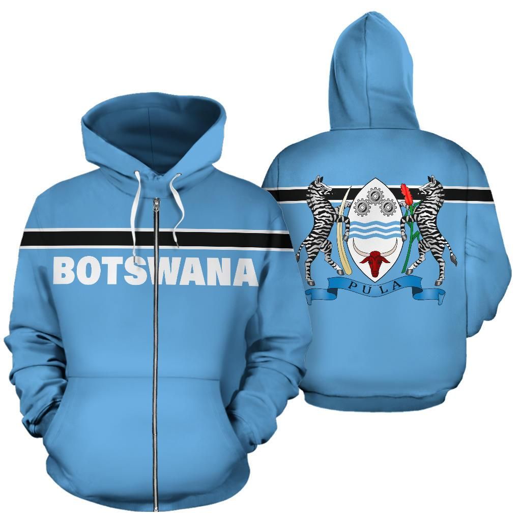 Botswana All Over Zip Up Hoodie Horizontal Style