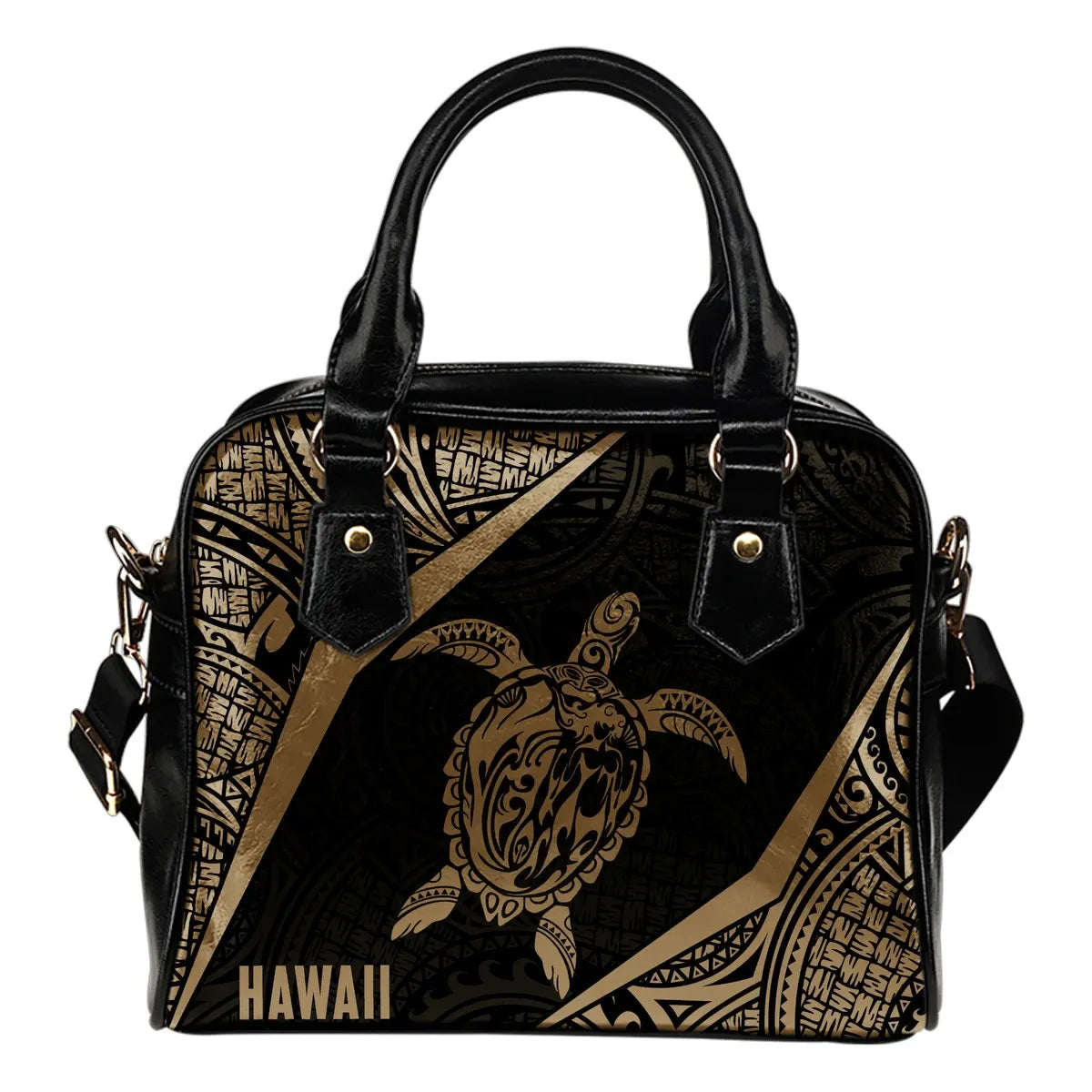 Hawaii Polynesian Shoulder Handbag Turtle Gold