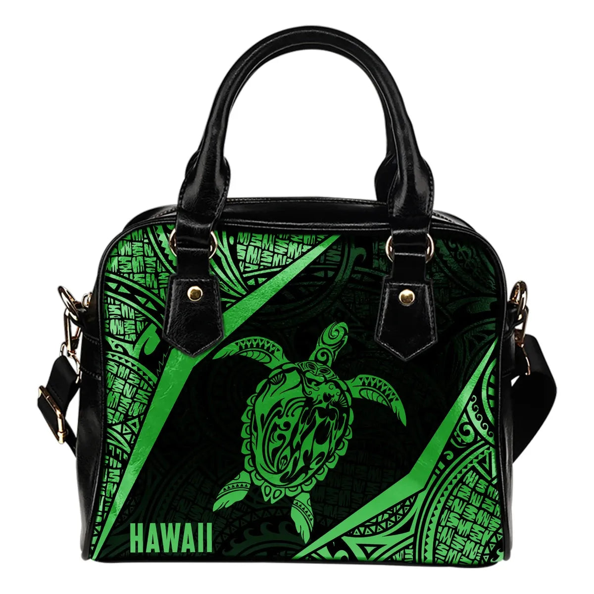 Hawaii Polynesian Shoulder Handbag Turtle Green