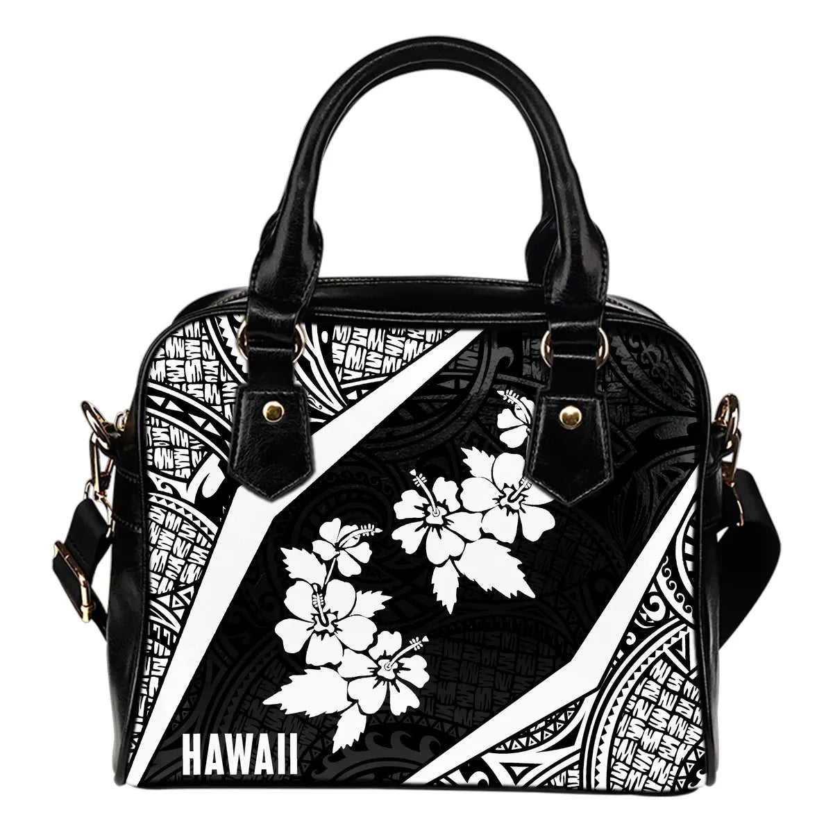 Hawaii Polynesian Shoulder Handbag Hibiscus White
