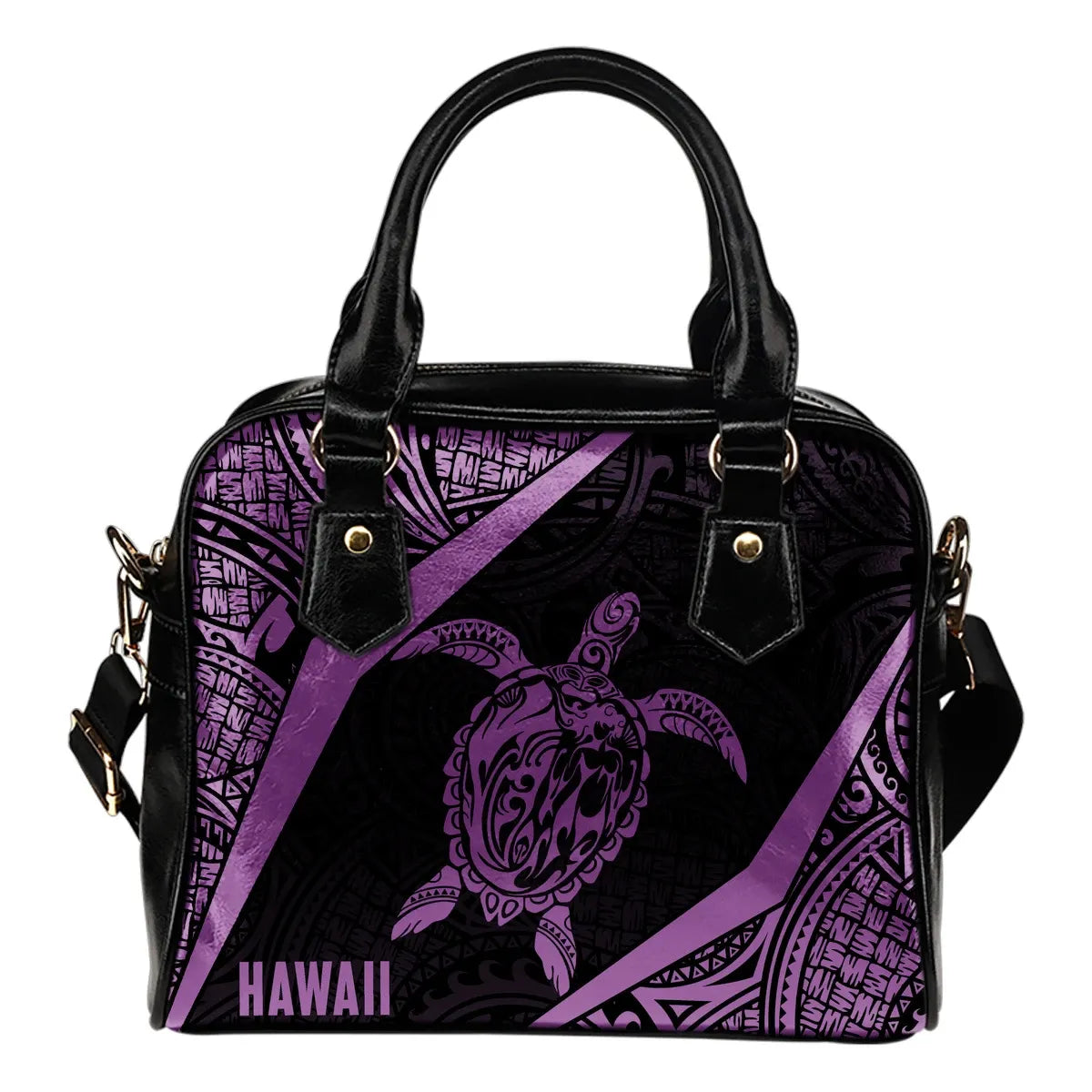 Hawaii Polynesian Shoulder Handbag Turtle Purple