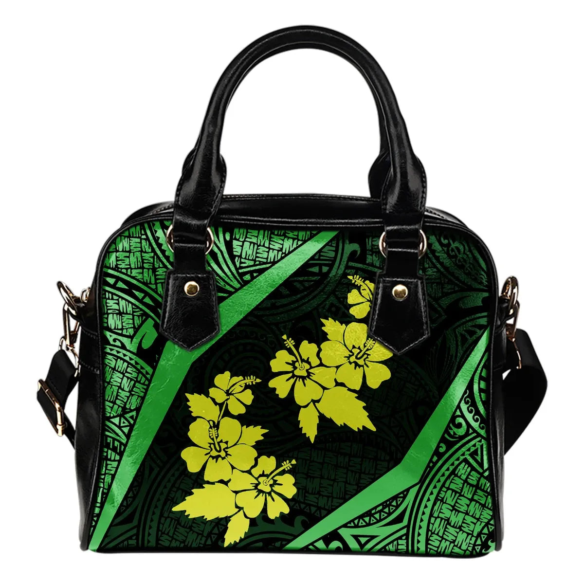 Hawaii Polynesian Shoulder Handbag Hibiscus Yellowgreen