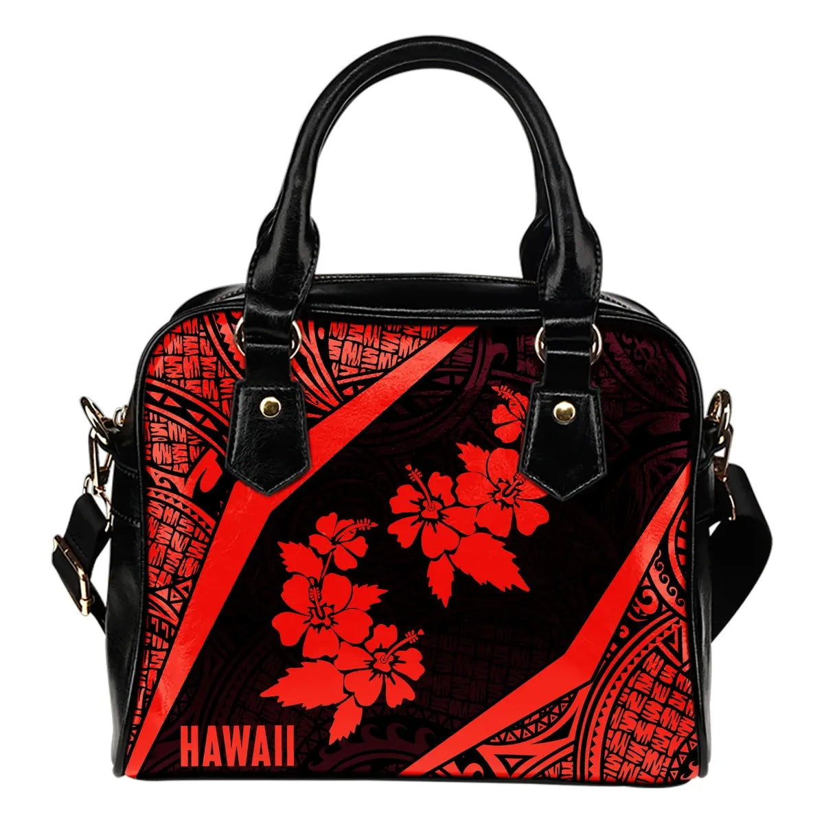 Hawaii Polynesian Shoulder Handbag Hibiscus Red