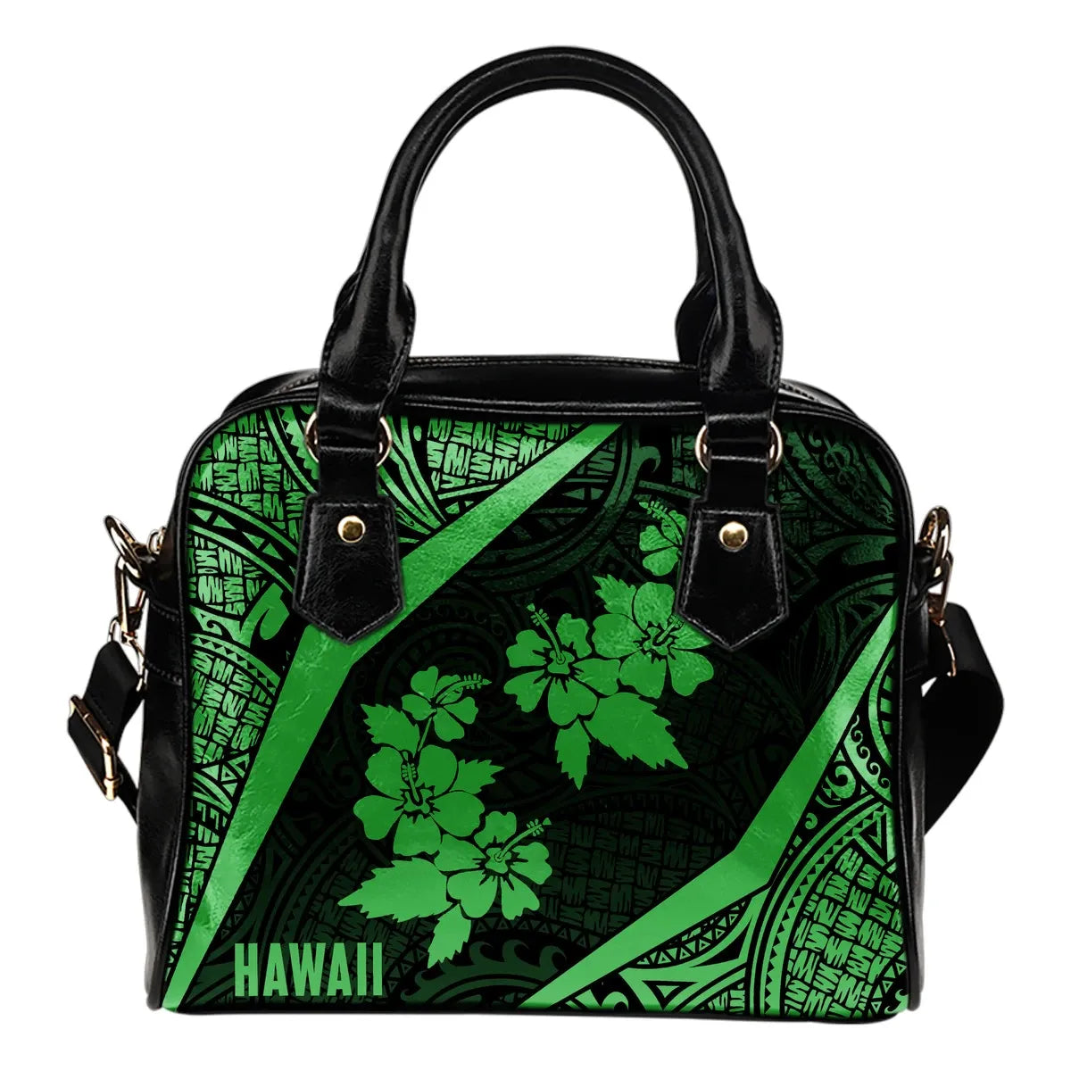 Hawaii Polynesian Shoulder Handbag Hibiscus Green
