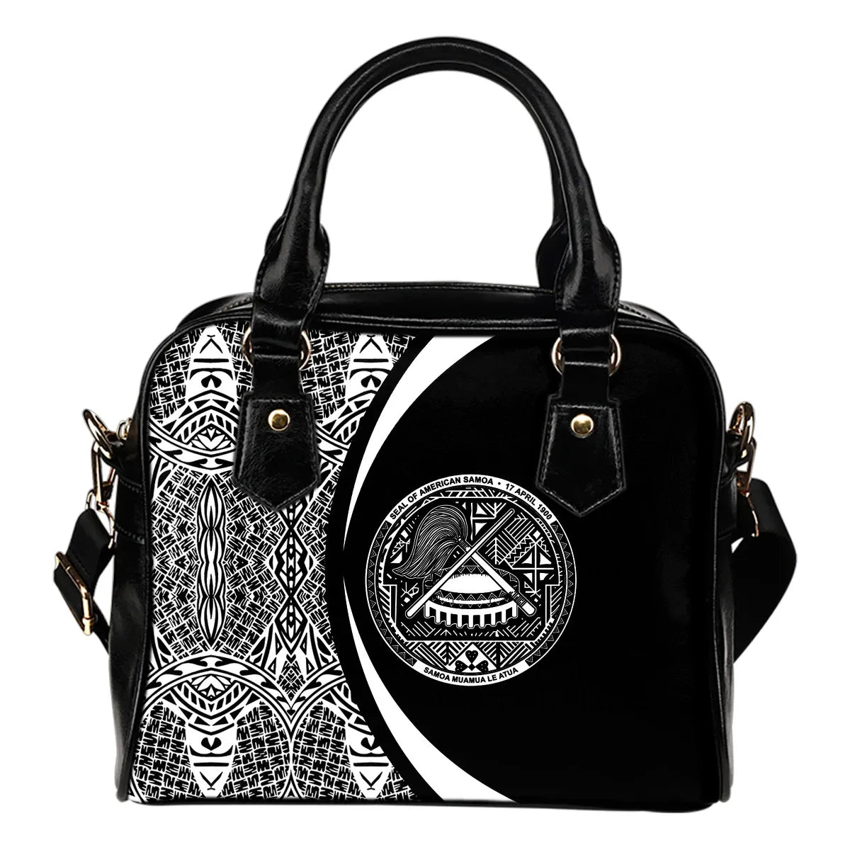 American Samoa Coat Of Arms Polynesian Shoulder Handbag Circle Style 01
