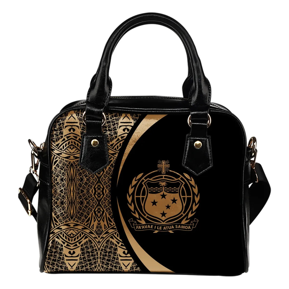 Samoa Coat Of Arms Polynesian Shoulder Handbag Circle Style 02